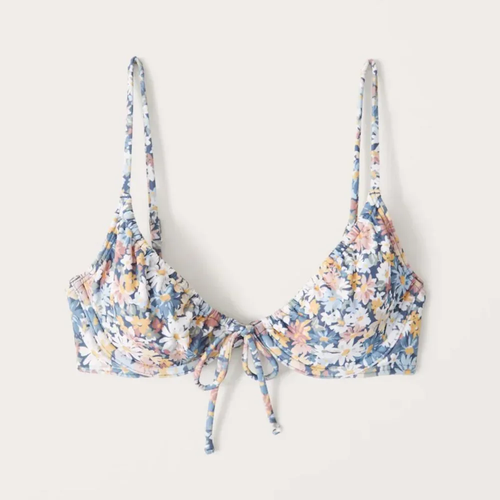 Abercrombie & Fitch Cinched Underwire Swim Top Blue Floral XS - Picture 1 of 1